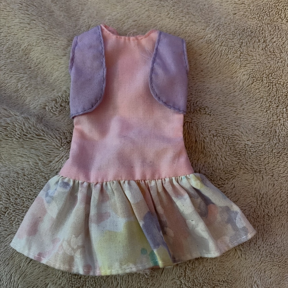 Barbie Clothes Fashion Doll Dress‎ Pastel Dress With Vest Vintage B11